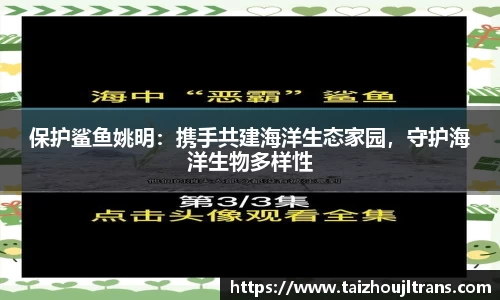 保护鲨鱼姚明：携手共建海洋生态家园，守护海洋生物多样性